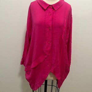 Redwood Court Magenta Long Sleeve Double Placket Blouse Dress